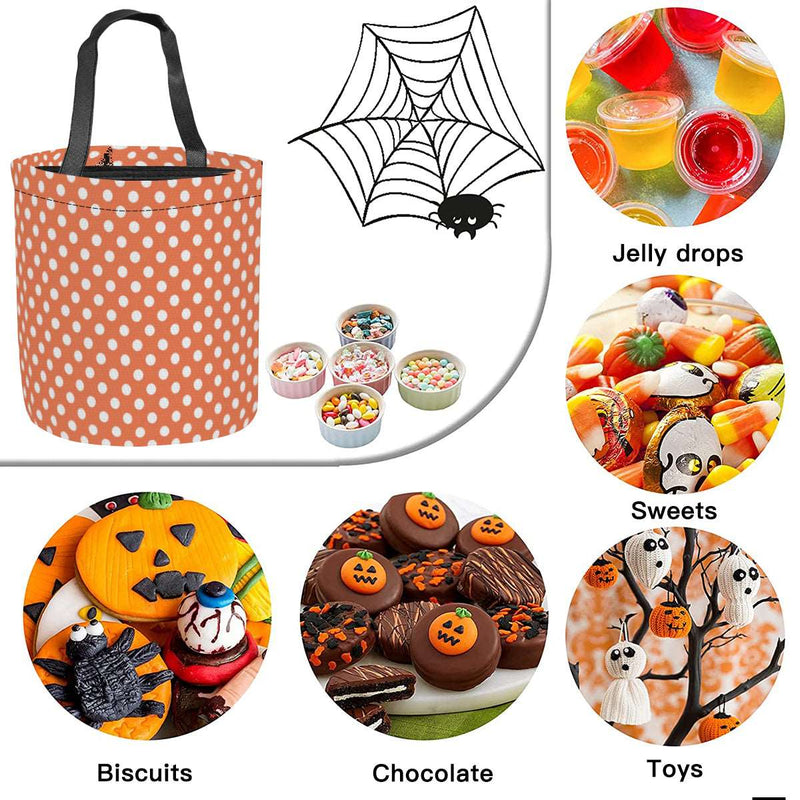 Halloween Candy Bags｜Polyester - Halloween Bucket-Orange Small Polka Dot