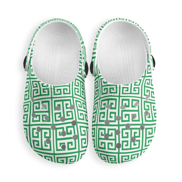 Comfortable Clogs For Kids | Greek Key Classic Clogs | Preppy Steppin