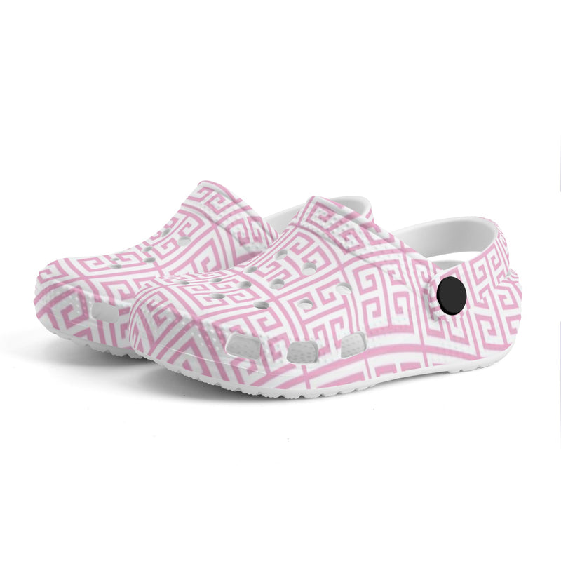 Kids Preppy Pink Greek Key Classic Clogs