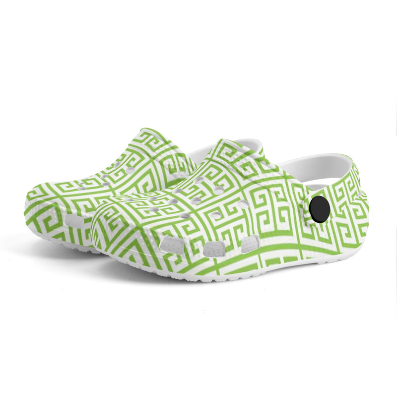 Kids Preppy Lime Green Greek Key Classic Clogs