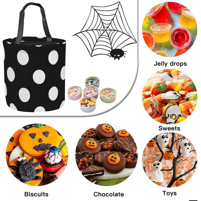 Halloween Candy Bags｜Polyester - Halloween Bucket-Black Large Polka Dot