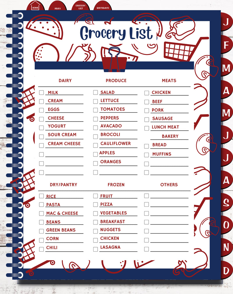 2024 Digital Planner Calendar Navy and Red Maine Lobsters - 100+ PAGES