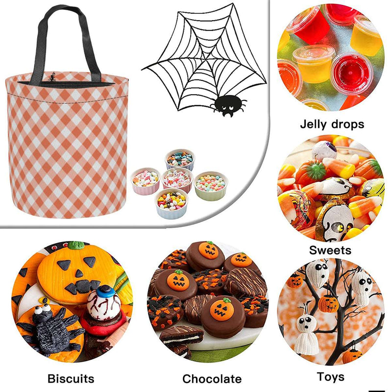 Halloween Candy Bags｜Polyester - Halloween Bucket-Orange Gingham