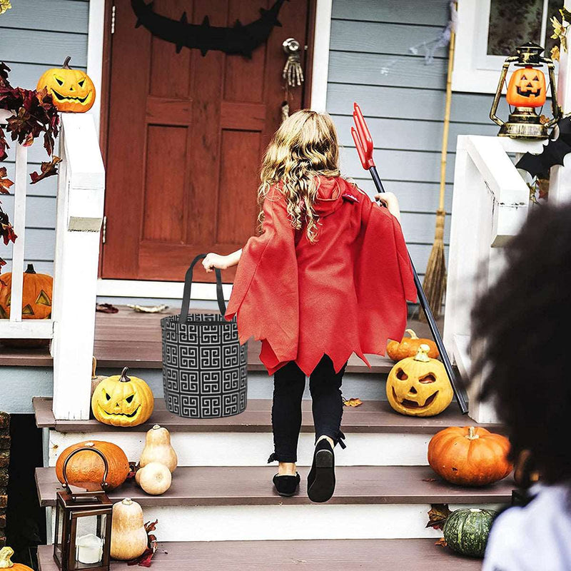 Halloween Candy Bags｜Polyester - Halloween Bucket-Black Greek Key