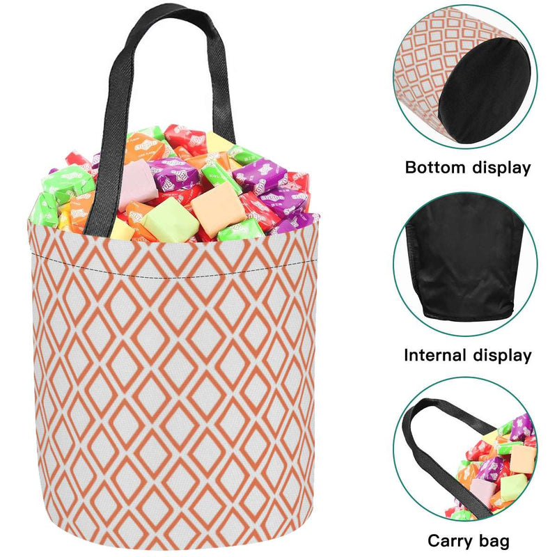 Halloween Candy Bags｜Polyester - Halloween Bucket-White Orange Diamond