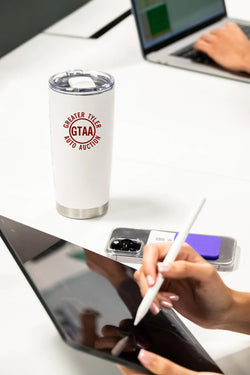 100 - 20 oz Stainless Steel Tumbler with Lid and Logo