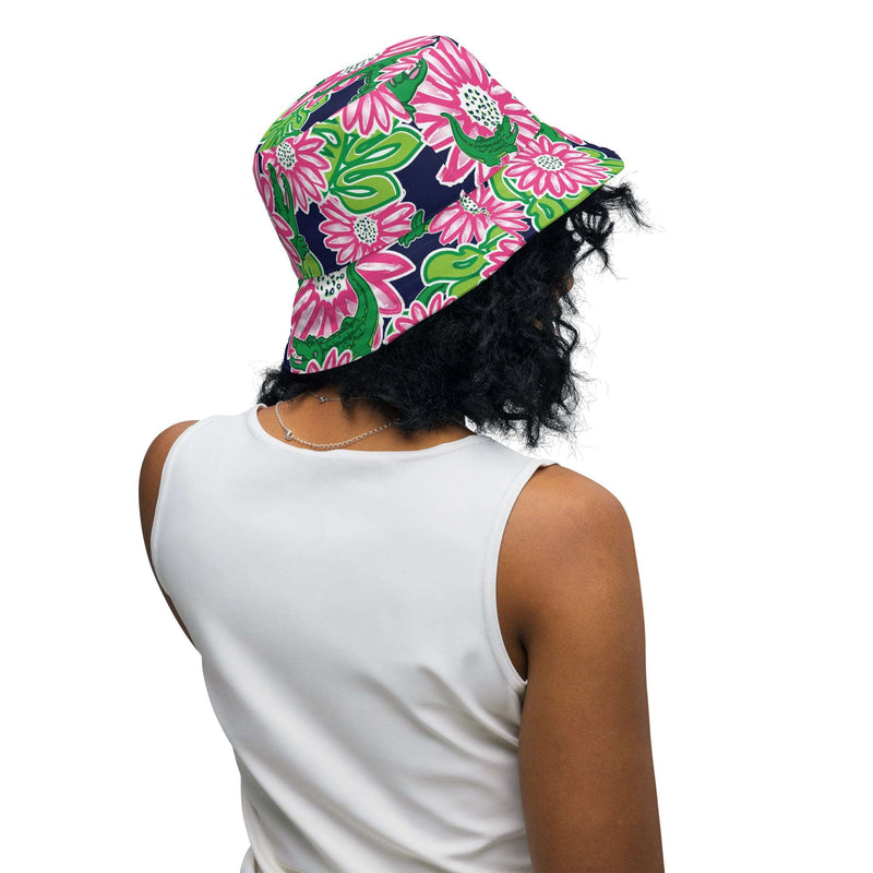 Bama - Reversible Bucket Hat Preppy Pink, Green, Navy Gators