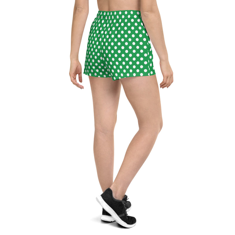 Kelly Green Polka Dots Women’s Recycled Athletic Shorts