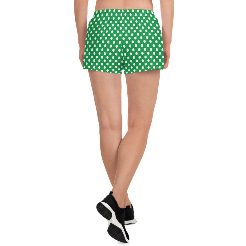 Kelly Green Polka Dots Women’s Recycled Athletic Shorts