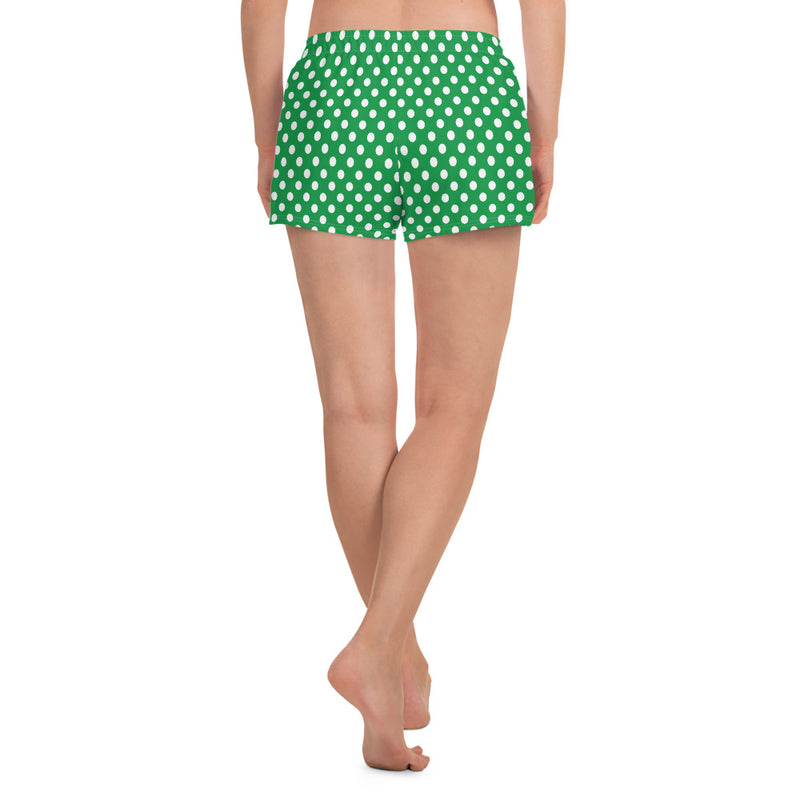 Kelly Green Polka Dots Women’s Recycled Athletic Shorts