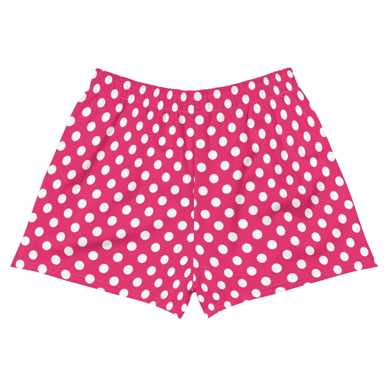 Hot PInk Polka Dots Women’s Recycled Athletic Shorts