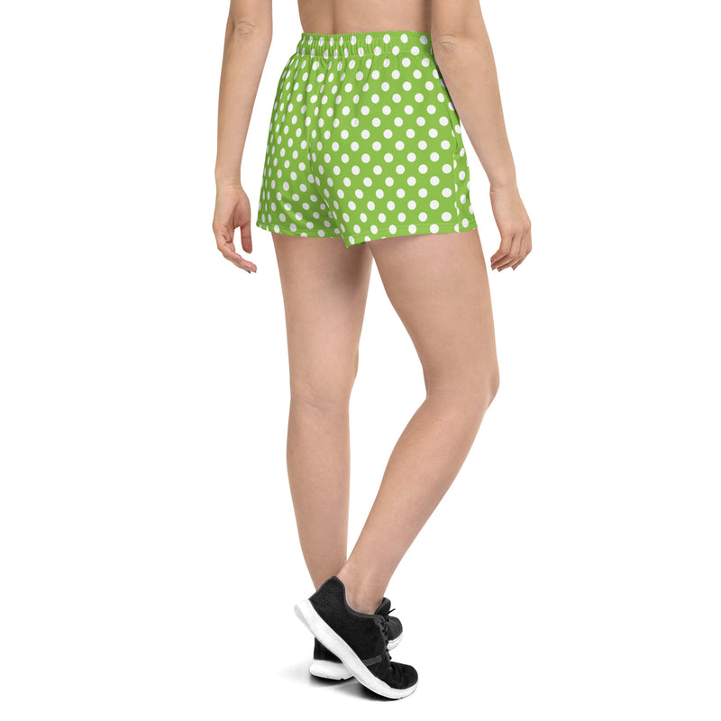 Lime Green Polka Dots Women’s Recycled Athletic Shorts