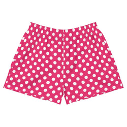 Hot PInk Polka Dots Women’s Recycled Athletic Shorts