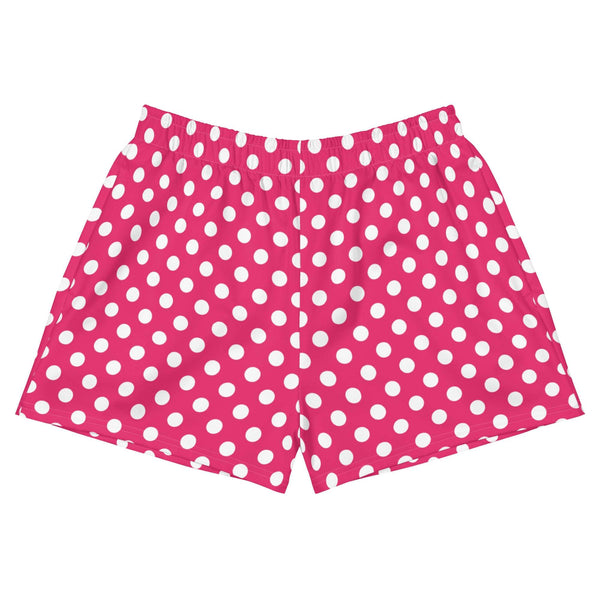 Hot PInk Polka Dots Women’s Recycled Athletic Shorts