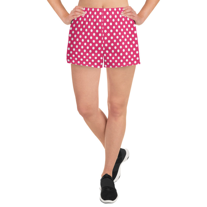 Athletic Shorts Women | Pink Polka Dots Recycled Shorts | Preppy Steppin