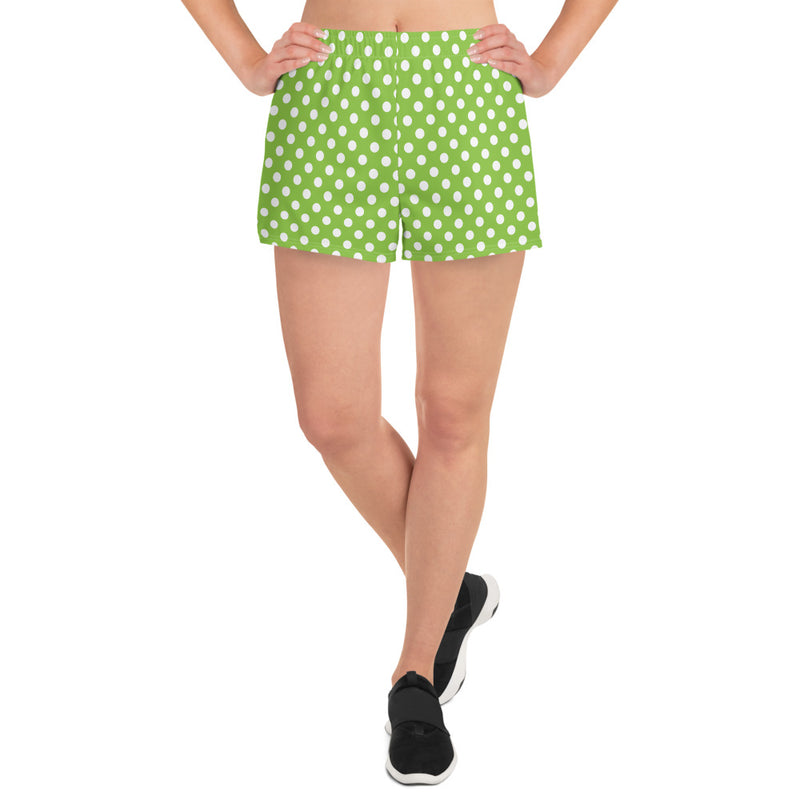 Lime Green Polka Dots Women’s Recycled Athletic Shorts