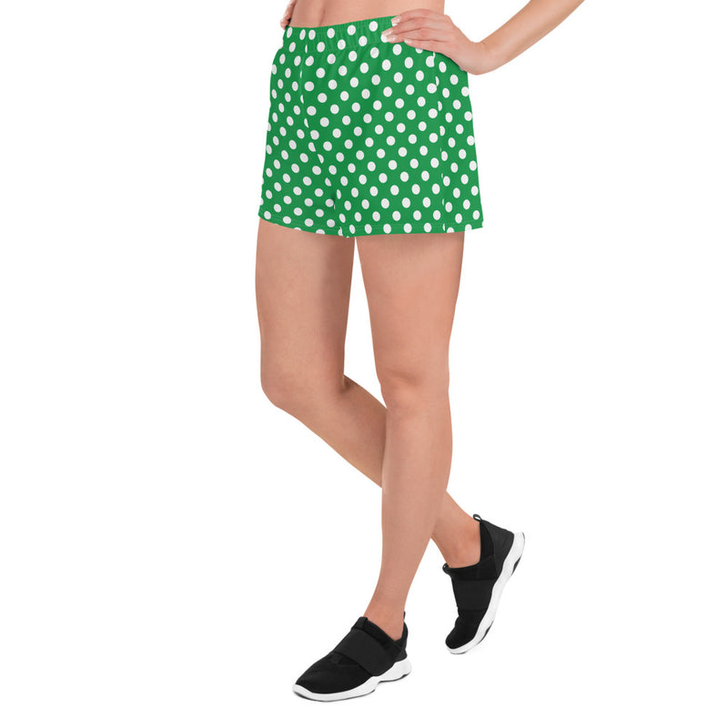 Kelly Green Polka Dots Women’s Recycled Athletic Shorts