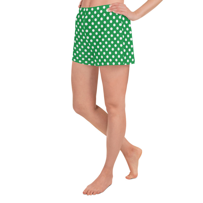 Kelly Green Polka Dots Women’s Recycled Athletic Shorts