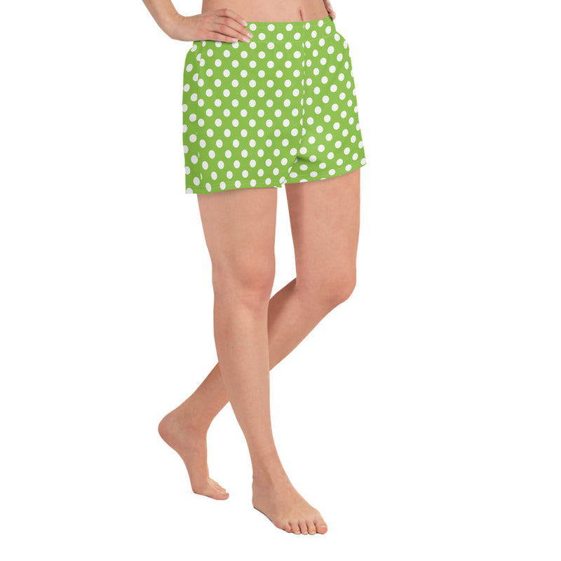 Lime Green Polka Dots Women’s Recycled Athletic Shorts