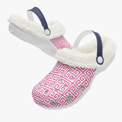 Waterproof Garden Shoes | Fur Lined Clog Greek Key | Preppy Steppin