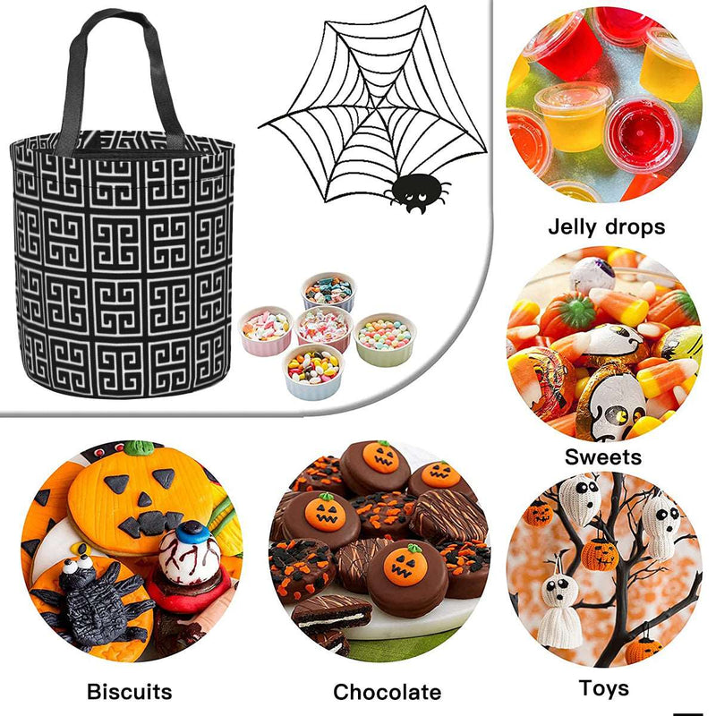 Halloween Candy Bags｜Polyester - Halloween Bucket-Black Greek Key