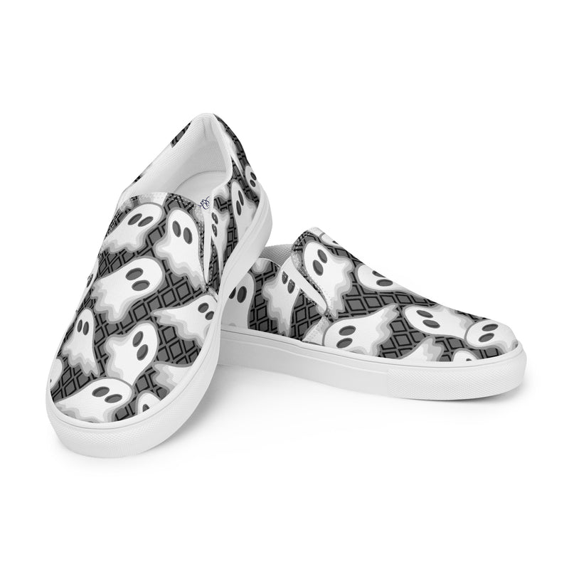 Ghostly Halloween Women’s slip-on canvas shoes for moms and teachers