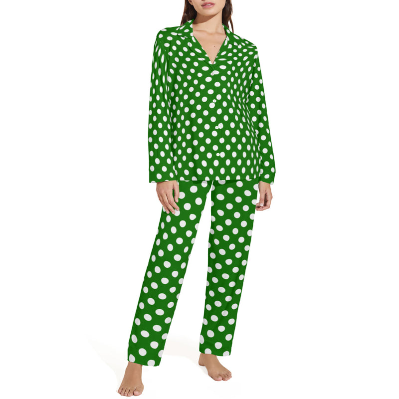 Polka Dot Pajamas | Christmas PJs GREEN Polka Dots | Preppy Steppin