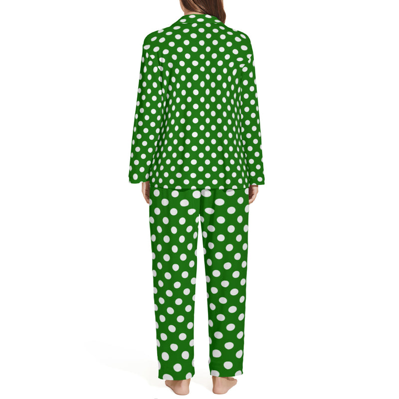 Polka Dot Pajamas | Christmas PJs GREEN Polka Dots | Preppy Steppin